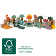 Cuburi de Construcție "Dino" FSC 100% Small Foot – Set 50 Piese din Lemn Certificat, 6 Figurine Dinozauri T-Rex, Stegozaur, T