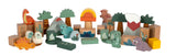 Cuburi de Construcție "Dino" FSC 100% – Set 50 Piese din Lemn Certificat, 6 Figurine Dinozauri T-Rex, Stegozaur, Triceratops