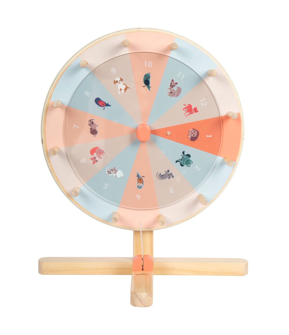 Roata Norocului "Garden Buddies" – Joc din Lemn cu Panou Plexiglass Scrisibil, 2 Discuri cu Animale și Numere, Ideal Petreceri