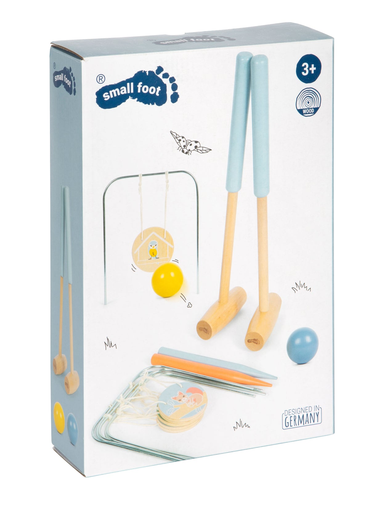 Joc Croquet "Garden Buddies" – Set din Lemn pentru Copii cu Animale Prietenoase, Dificultate Ajustabilă, Sacoșă Transport, Clasic de Grădină