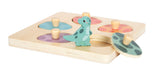 Puzzle Memory "Dino" – Jucărie din Lemn Certificat FSC cu Figurine de Dinozauri, Piese cu Buton de Prindere, Puzzle cu Efect Surpriză