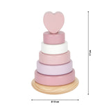Turn de Stivuit Roz – Jucărie Educativă din Lemn cu 7 Piese și Inimioară, Culori Pastel, Dezvoltă Motricitatea, Cadou pentru Bebeluși