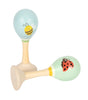Maracas Tiny Friends Small Foot – Set 2 Zornăitoare Muzicale din Lemn pentru Copii, cu Motive Albină și Buburuză, Instrumente