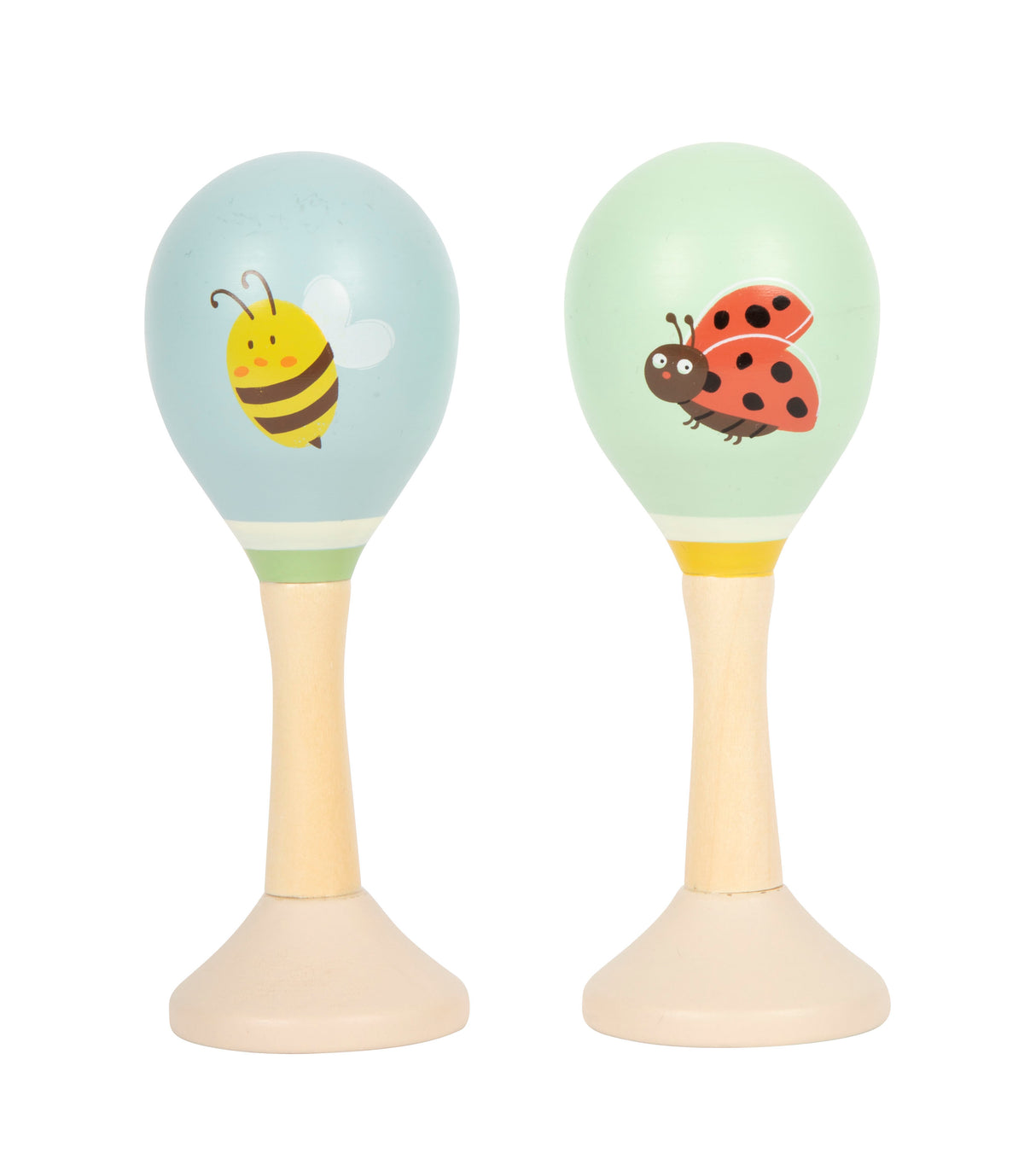 Maracas Tiny Friends – Set 2 Zornăitoare Muzicale din Lemn pentru Copii, cu Motive Albină și Buburuză, Instrumente de Percuție pentru Educație Muzicală