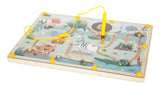 Labirint Magnetic "Safari" FSC 100% – Joc Educativ din Lemn Certificat cu Pix Magnetic, 28 Bile Colorate, Numere și Obstacole