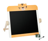 Tablă Creta și Whiteboard "Safari" FSC 100% – Jucărie 2-în-1 din Lemn Certificat pentru Copii, Cu Cretă, Marker și Burete, Design Tigru