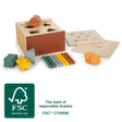 Joc de Potrivire a Formelor Montessori – Cutie din Lemn Certificat FSC cu 3 Capace și Piese de Introdus, Dezvoltă Motricitate