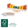 Joc de Echilibru Montessori – Jucărie Educativă din Lemn Certificat FSC, cu Balansoar, 16 Cuburi Colorate și Cartonașe Model