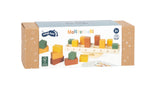 Joc de Echilibru Montessori – Jucărie Educativă din Lemn Certificat FSC, cu Balansoar, 16 Cuburi Colorate și Cartonașe Model