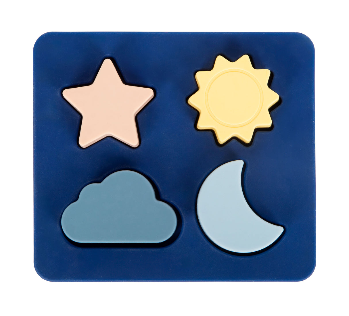 Puzzle din Silicon – Jucărie Educativă Moale, Fără BPA, cu Soare, Lună, Stea și Nor, Dezvoltă Motricitatea, Ideal pentru Călătorii