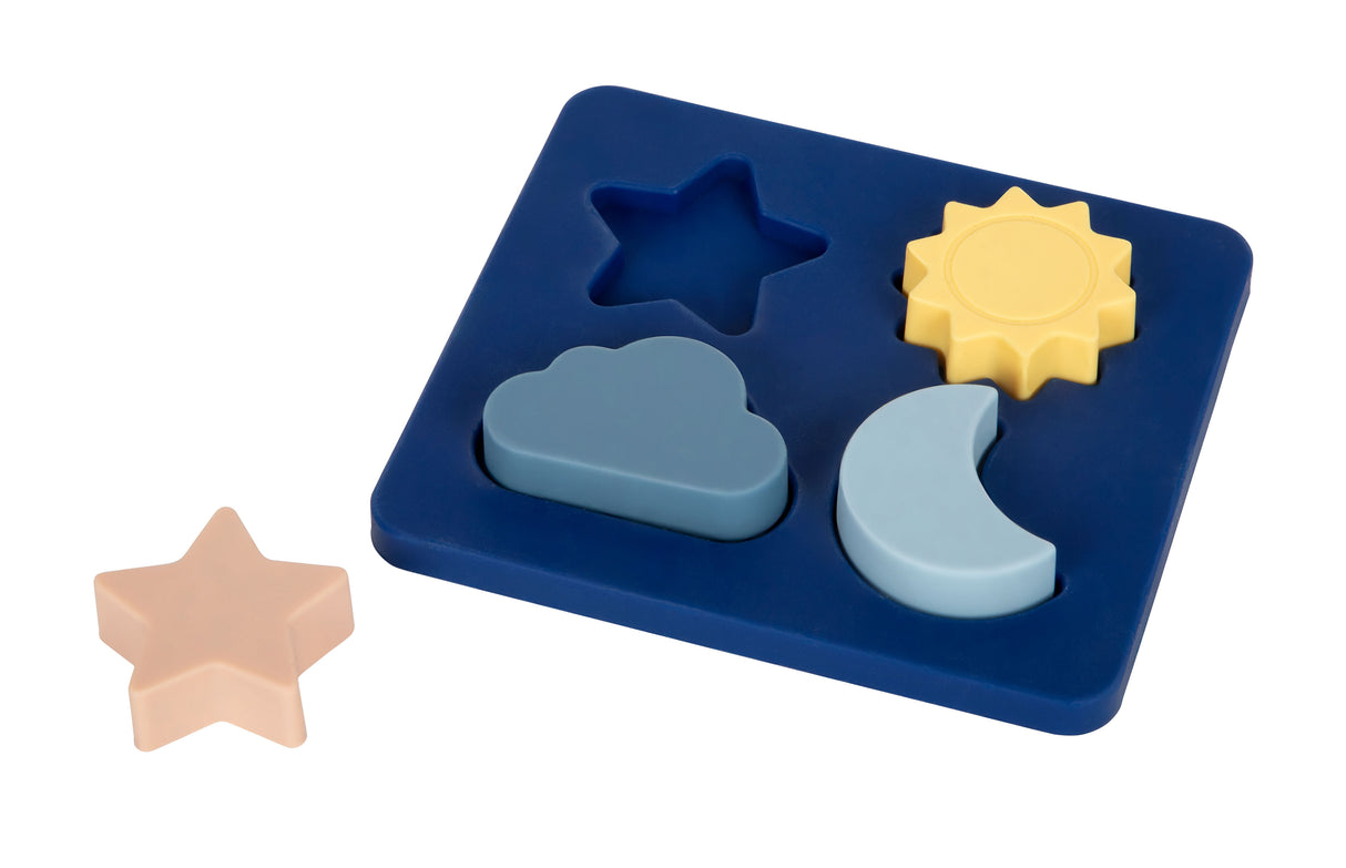 Puzzle din Silicon – Jucărie Educativă Moale, Fără BPA, cu Soare, Lună, Stea și Nor, Dezvoltă Motricitatea, Ideal pentru Călătorii