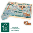 Puzzle cu Sunete de Animale "Safari" – Puzzle Interactiv din Lemn Certificat FSC, 7 Piese cu Sunete Realiste de Animale, pent