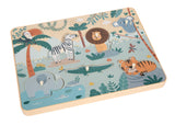 Puzzle cu Sunete de Animale "Safari" – Puzzle Interactiv din Lemn Certificat FSC, 7 Piese cu Sunete Realiste de Animale, pentru Bebeluși