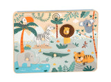 Puzzle cu Sunete de Animale "Safari" – Puzzle Interactiv din Lemn Certificat FSC, 7 Piese cu Sunete Realiste de Animale, pentru Bebeluși