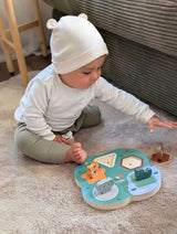 Puzzle 3D cu Sunete de Animale "Safari" – Puzzle Interactiv din Lemn Certificat FSC, 5 Animale cu Sunete Caracteristice și Forme Geometrice, pentru Bebeluși