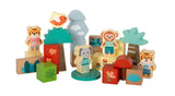 Cuburi de Construcție "Jungle Friends" FSC 100% – Set 50 Piese din Lemn Certificat, cu Figurine de Animale și Păsări, Design Modern