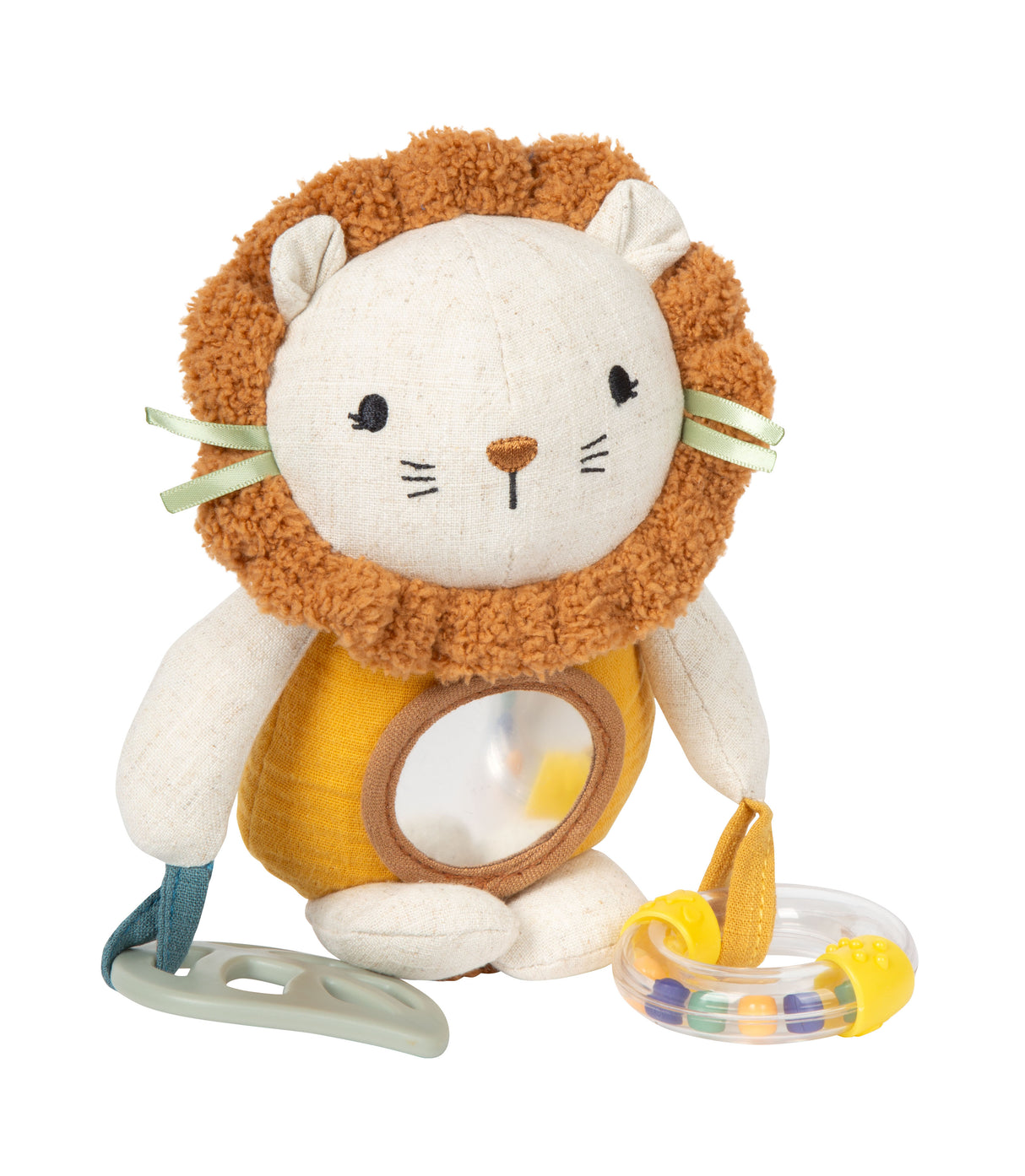Figurină Suspendată Little Lion – Jucărie Textilă pentru Bebeluși cu Zornăitoare și Inel pentru Dentiție, Pui de Leu Moale pentru Cărucior și Pătuț