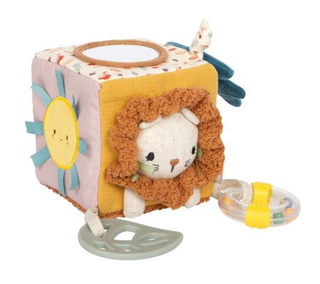 Cub Senzorial Little Lion Small Foot – Jucărie Textilă Multifuncțională pentru Bebeluși, cu Clopoțel, Zornăitoare și Inel pen
