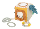 Cub Senzorial Little Lion – Jucărie Textilă Multifuncțională pentru Bebeluși, cu Clopoțel, Zornăitoare și Inel pentru Dentiție, Design Moale cu Pui de Leu