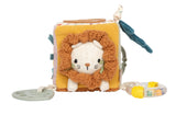 Cub Senzorial Little Lion – Jucărie Textilă Multifuncțională pentru Bebeluși, cu Clopoțel, Zornăitoare și Inel pentru Dentiție, Design Moale cu Pui de Leu