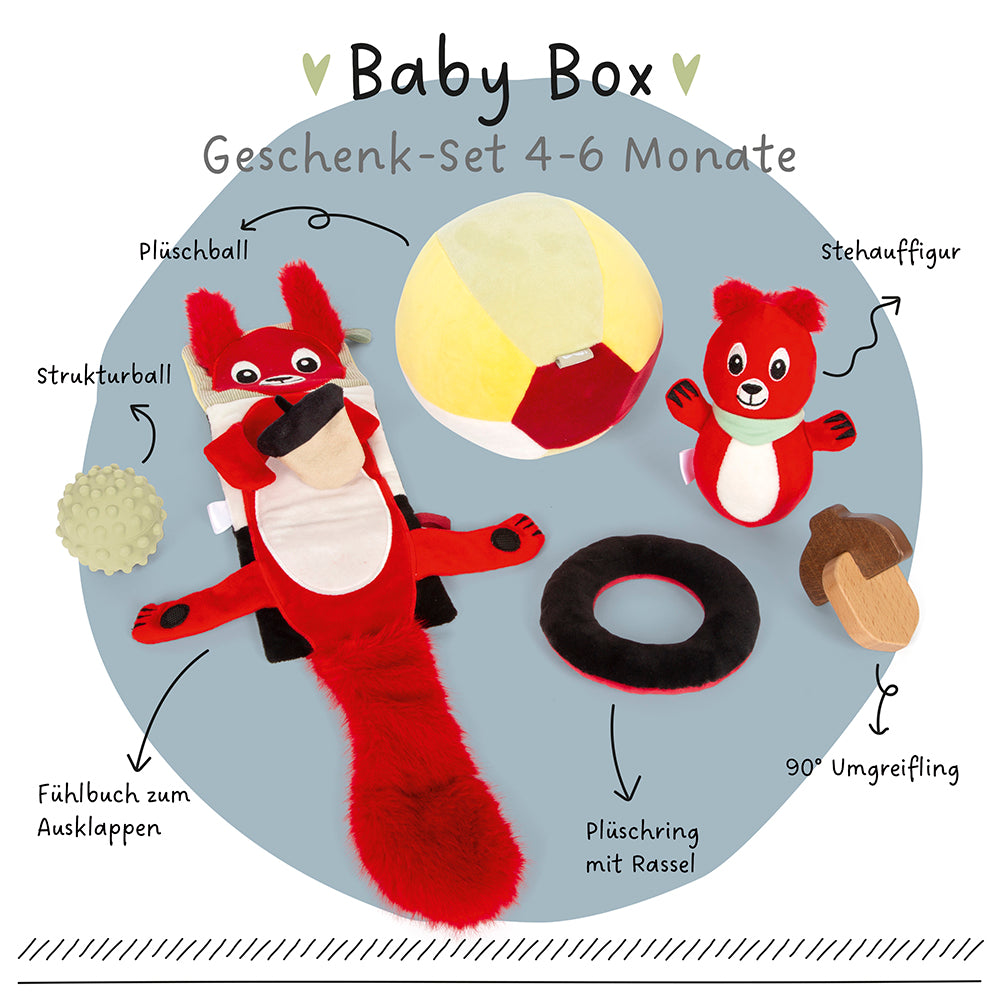 Prezentarea celor șase jucării Baby Box 4–6 luni
