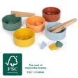 Joc de Sortare Montessori cu Clește FSC 100% Small Foot – Set din Lemn Certificat cu 5 Boluri, 15 Elemente și 2 Clești, Motri
