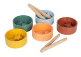 Joc de Sortare Montessori cu Clește FSC 100% – Set din Lemn Certificat cu 5 Boluri, 15 Elemente și 2 Clești, Motricitate Fină