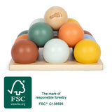 Joc de Sortare cu Bile Montessori – 14 Bile de Lemn Colorate și Tablă cu Lăcașuri din Lemn Certificat FSC, Învață Culori și N
