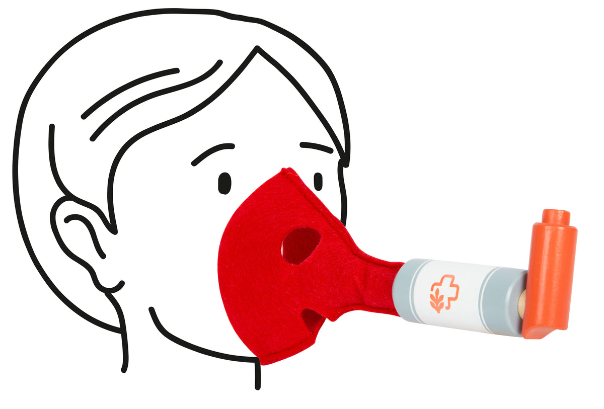 Ilustrarea măștii și inhalatorului de jucărie