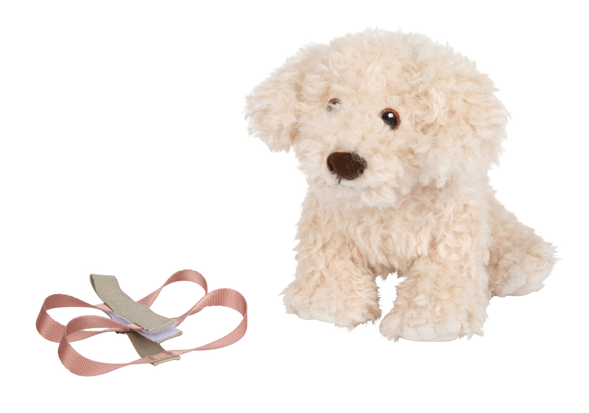 Cățeluș de Pluș cu Geantă Roz și Set de Îngrijire – Set de Joc de Rol cu Cățel Moale, Ham Detașabil, Bol, Pieptene și Accesorii de Veterinar, pentru Copii 2+