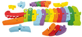 Puzzle ABC Crocodil – Joc Educativ din Lemn cu 26 Piese Litere A-Z, Crocodil Colorat, Învață Alfabetul Distractiv