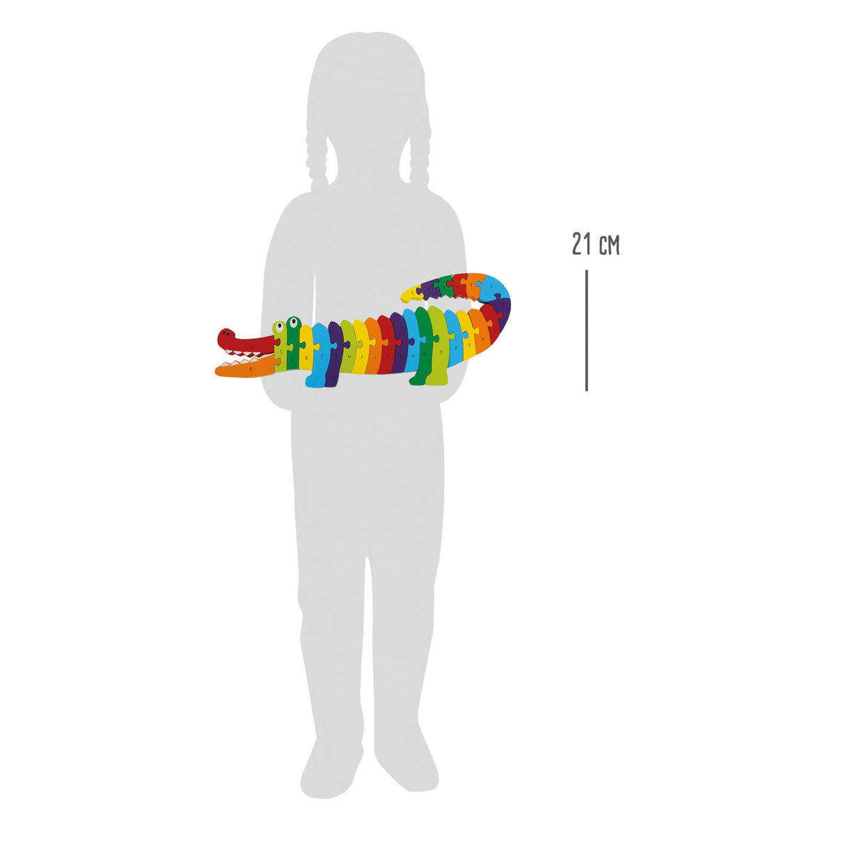 Puzzle ABC Crocodil – Joc Educativ din Lemn cu 26 Piese Litere A-Z, Crocodil Colorat, Învață Alfabetul Distractiv