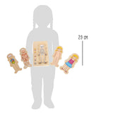 Puzzle Straturi Anatomie Fetiță – Joc Educativ din Lemn pentru Copii, 4-în-1 cu Straturi Succesive, Învață Schelet, Mușchi și Organe