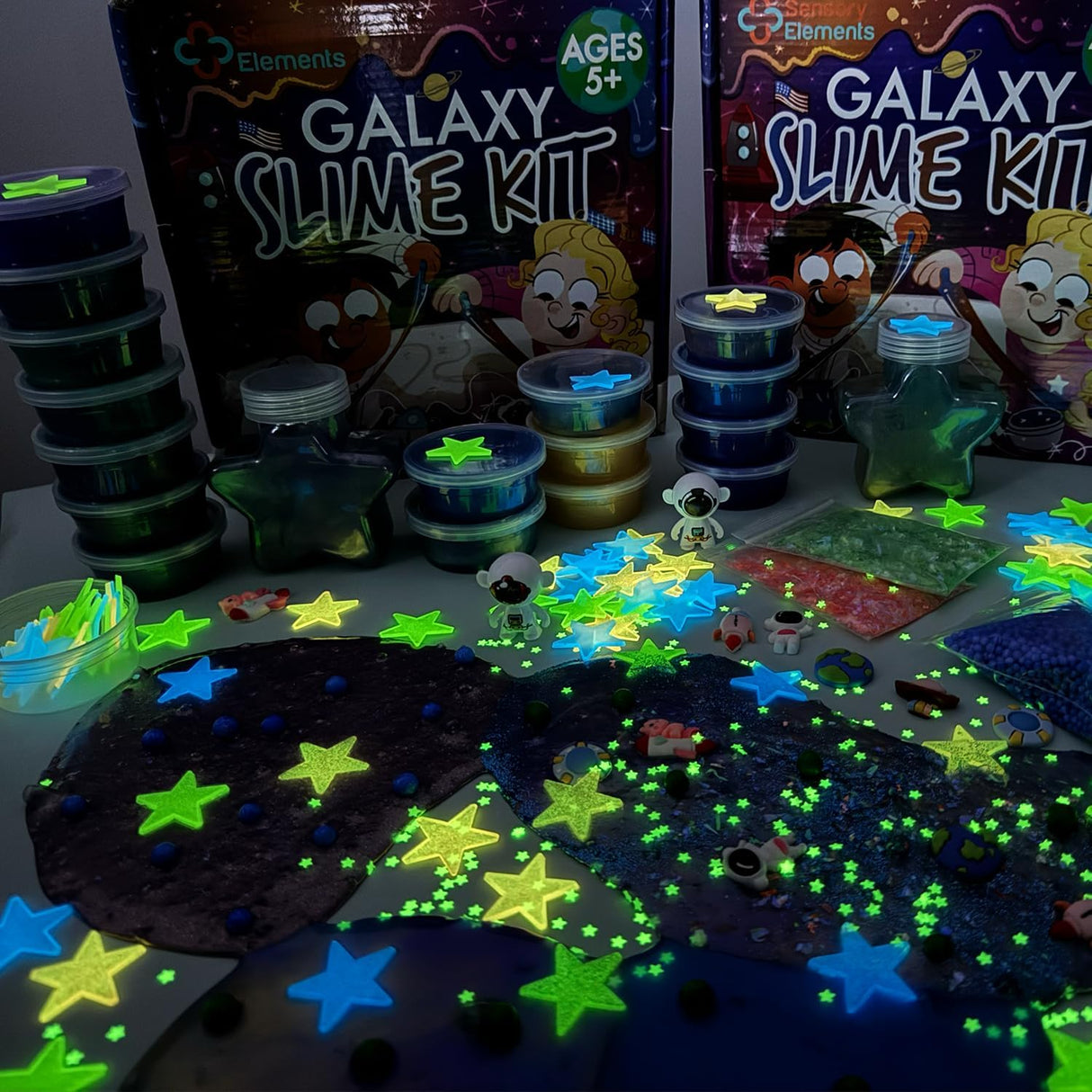 Galaxy Slime Kit pentru Băieți și Fetițe – Slime în Culori Galactice, cu Stele Fosforescente și Accesorii Diverse