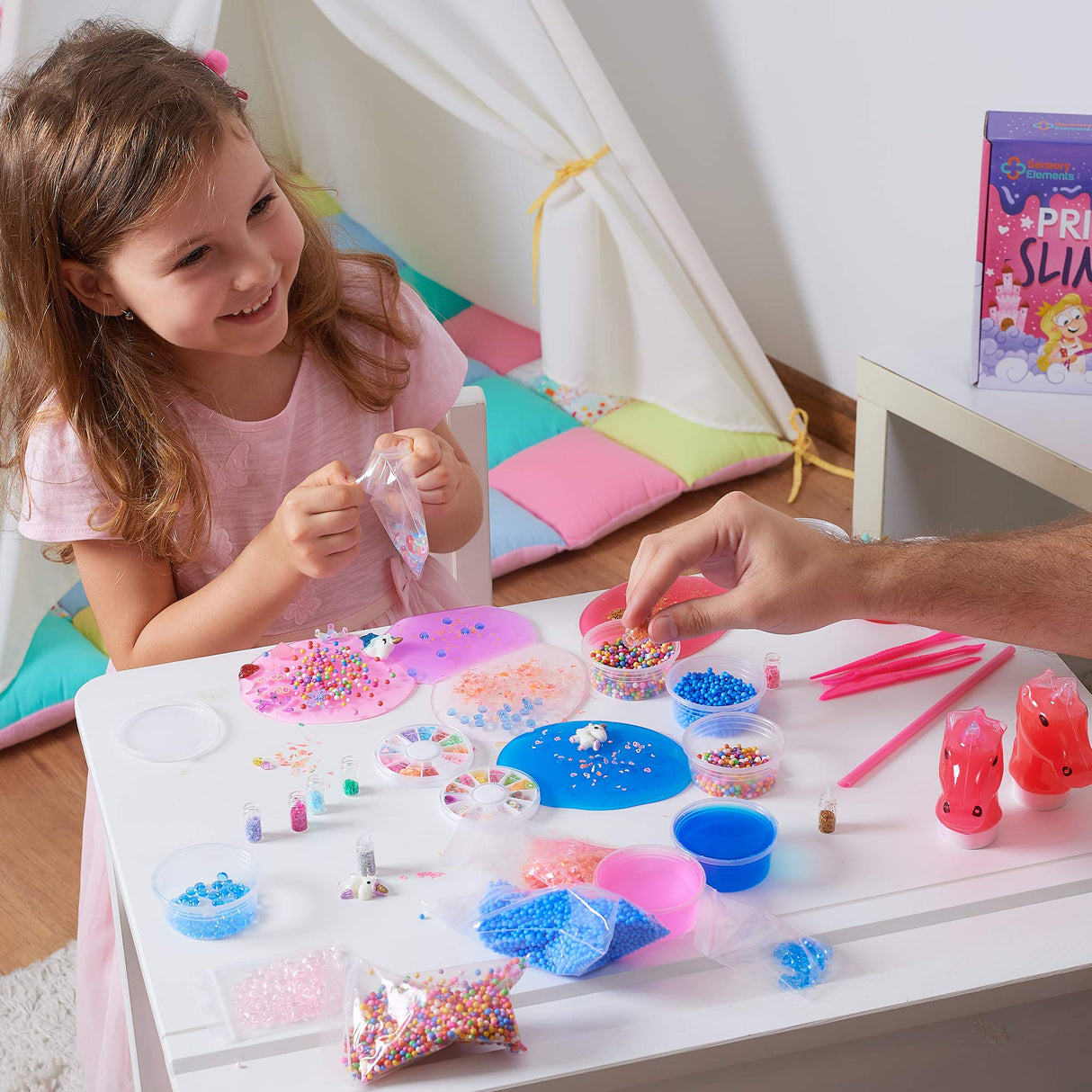 Princess Slime Kit pentru Fetițe – Slime Colorat pe Bază de Apă, cu Pudră Fosforescentă, și Accesorii Diverse