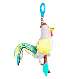 Jucărie Suspendată Cocoș Jurek – Aripioare Foșnitoare, Zornăitoare cu Mărgele și Inel de Dentiție Frunză, pentru Bebeluși 0+