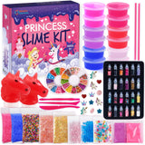 Princess Slime Kit pentru Fetițe – Slime Colorat pe Bază de Apă, cu Pudră Fosforescentă, și Accesorii Diverse