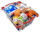 Coș de Cumpărături din Metal – Accesoriu pentru Magazinul de Joacă, Include Miniaturi de Produse și Alimente, Robust și Autentic