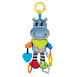 Jucărie Suspendată Hipopotam Hipolit cu Clopoțel – 4 Inele de Dentiție, Bavețică cu Relief și Urechi Foșnitoare, pentru Bebel