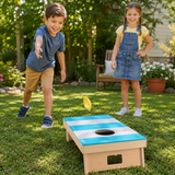 Joc Cornhole și Sling Puck "Active" – Joc 2-în-1 din Lemn cu Tablă Dublă Față, Accesorii Incluse, Potrivit pentru Toate Vârstele
