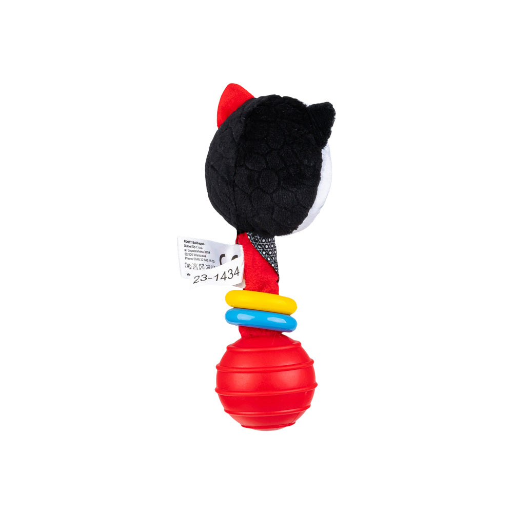 Zornăitoare pentru Mânuță Pisică "Sensory" – Inele Mobile Colorate, Cap Balansoar, Mâner Texturat Antiderapant, Culori Contrastante, 0+