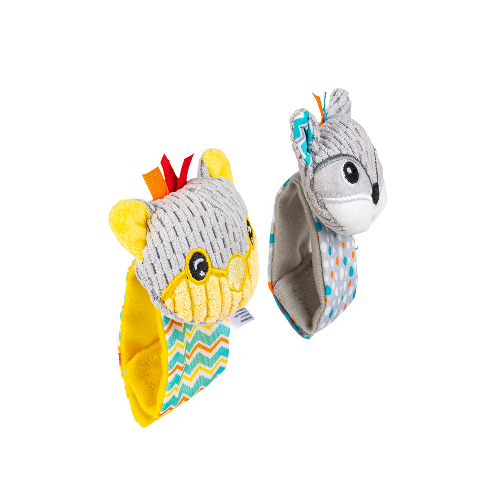 Zornăitoare pentru Încheietură Koala și Raton – Set 2 Brățări Moi cu Prindere Velcro, Etichete Texturate și Materiale Variate, pentru Bebeluși 0+