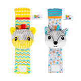 Zornăitoare pentru Încheietură Koala și Raton – Set 2 Brățări Moi cu Prindere Velcro, Etichete Texturate și Materiale Variate, pentru Bebeluși 0+
