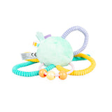 Caracatița Amelka cu Clopoțel – Jucărie Senzorială de Pluș cu Patru Inele Elastice Texturate și Etichete Textile, Ușor de Apucat, pentru Bebeluși 0+